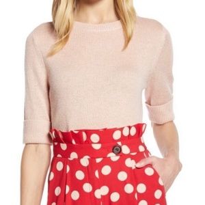 Halogen x Atlantic Pacific Lurex Sweater Pink Smoke